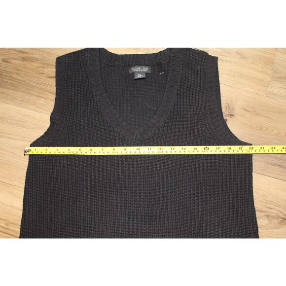 Rachel Zoe Black Knit Sweater Vest Women’s Medium V-Neck Pullover Layering Piece - Picture 6 of 6